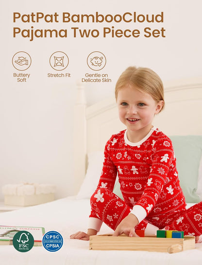 PATPAT Bamboo Viscose Pajama Set for Toddlers with Improved Tensile Strength, Snug Fit Pjs Sleeper
