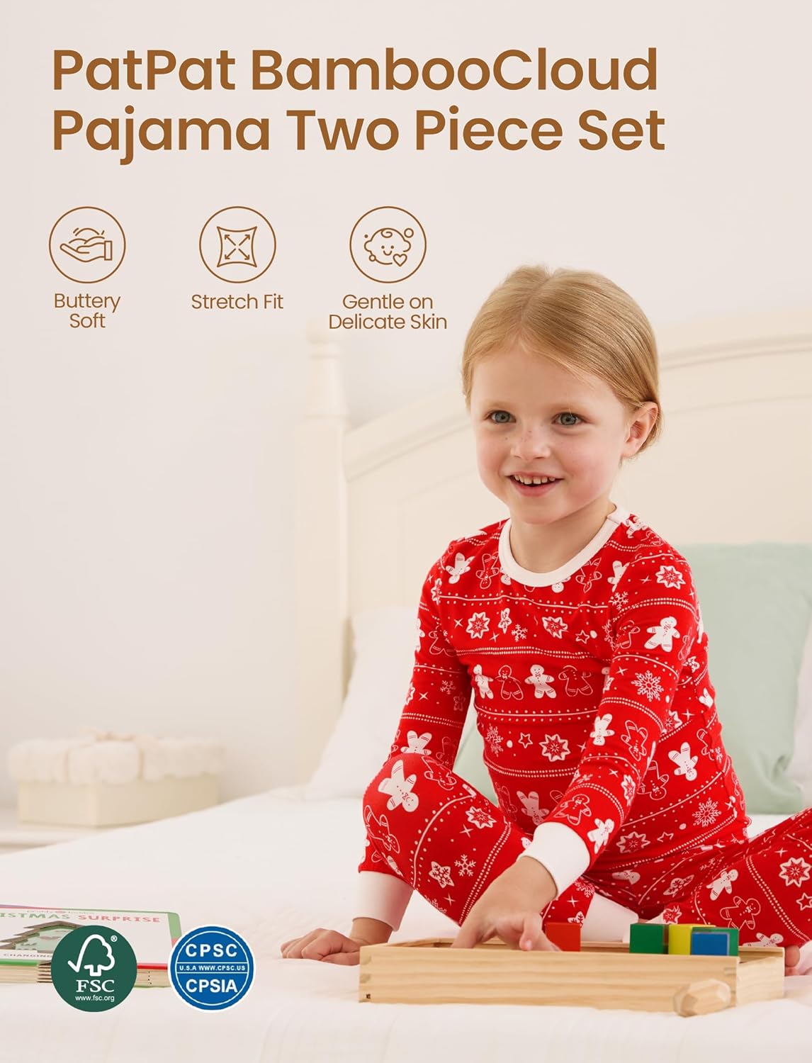 PATPAT Bamboo Viscose Pajama Set for Toddlers with Improved Tensile Strength, Snug Fit Pjs Sleeper