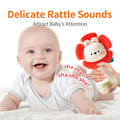 weirtoya 2 PCS Baby Rattles Teething Toys 3-6 Month, Baby Toys for 0-6 Months Infant Toy Sensory