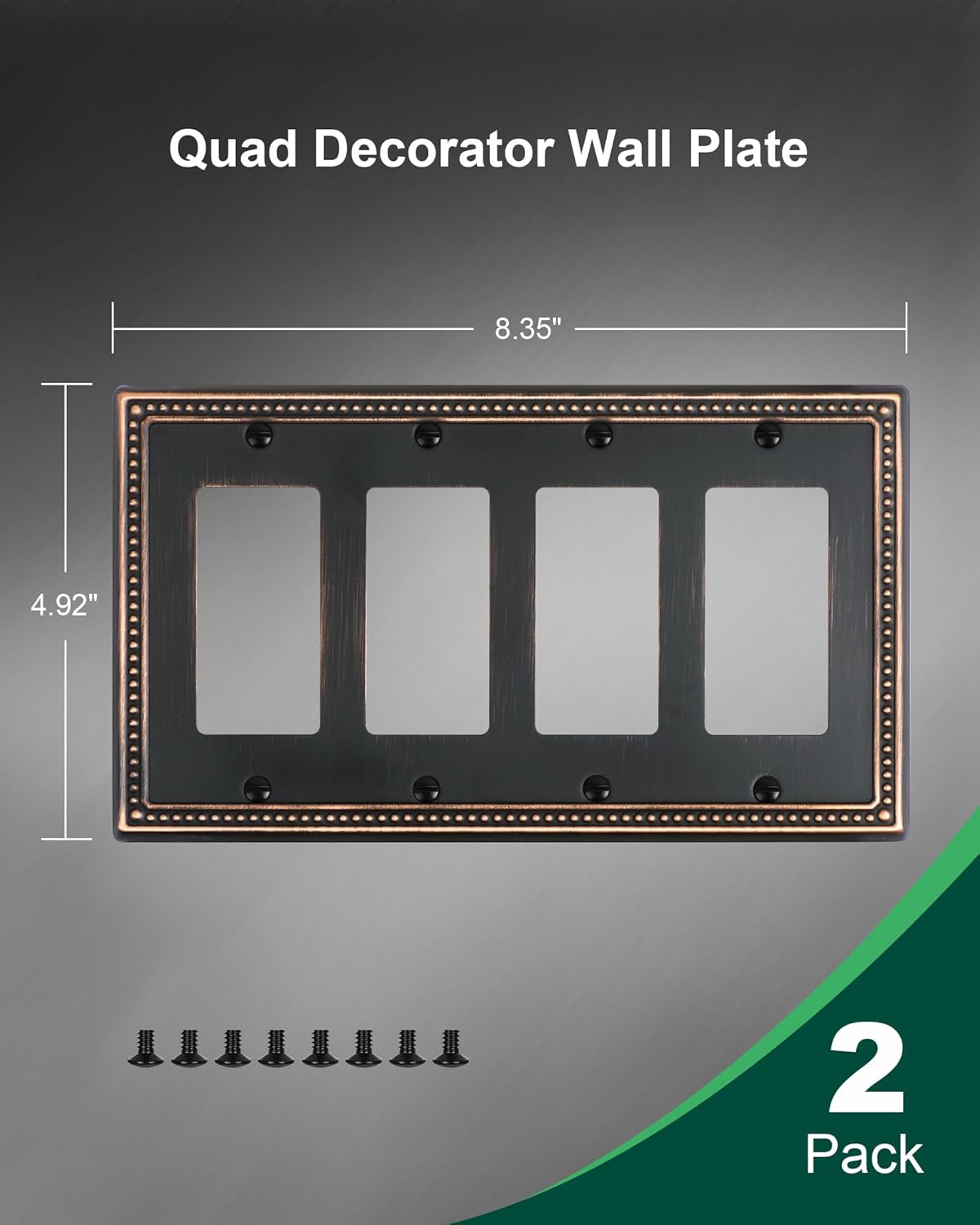 2-Pack Quad Decorator Outlet Cover Plate, Pearls Decorative Switch Plates and Outlet Covers, 4 Gang