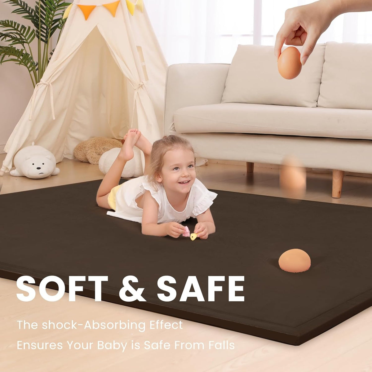 Baby Play Mat for Floor,1.3" Thick Memory foam Tummy Time Mat,Water Repellent Soft Velvet Nursery