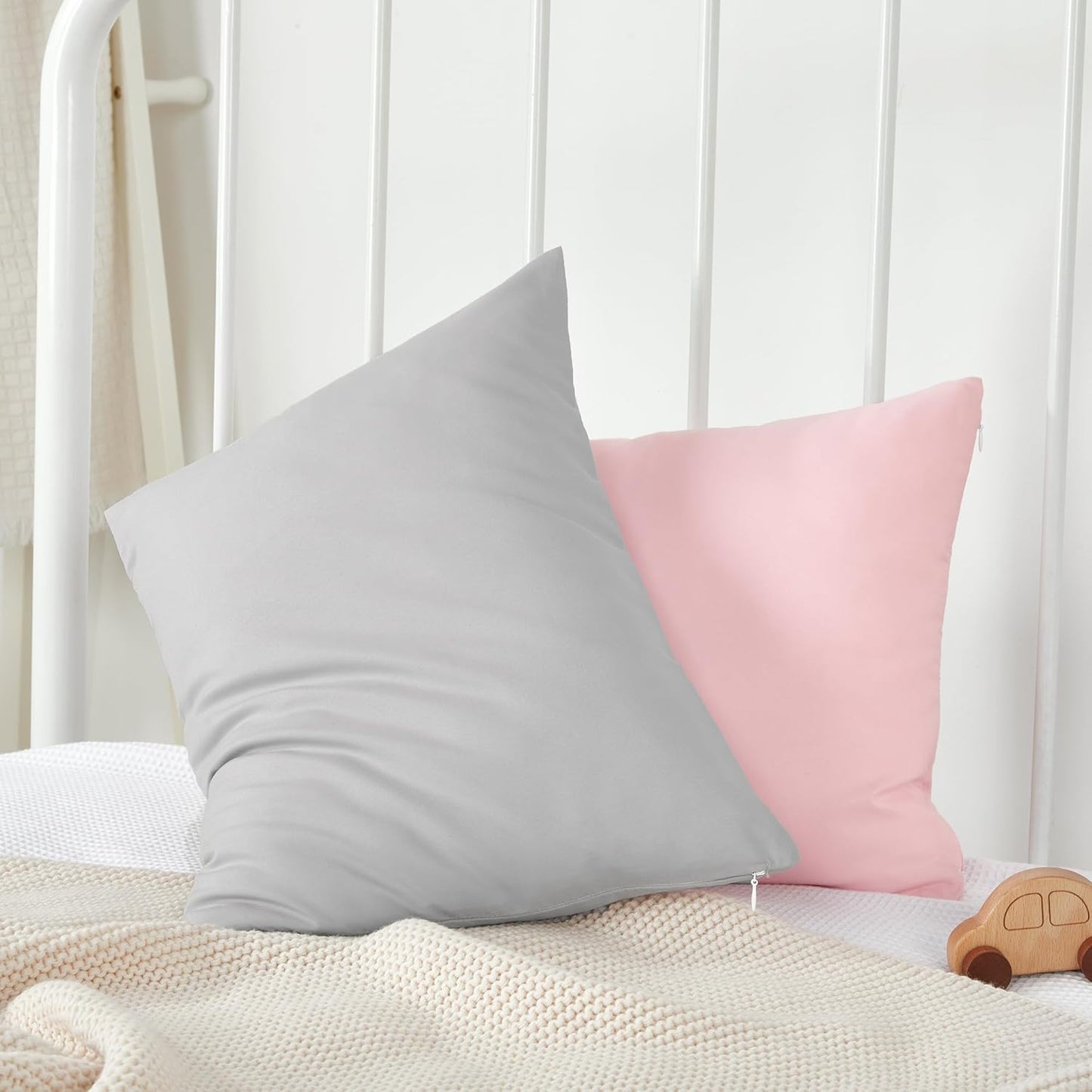 TILLYOU Toddler Pillowcase 2 Pack with Zipper,Silky Soft Microfiber 13" x 18" Kids Travel Pillow