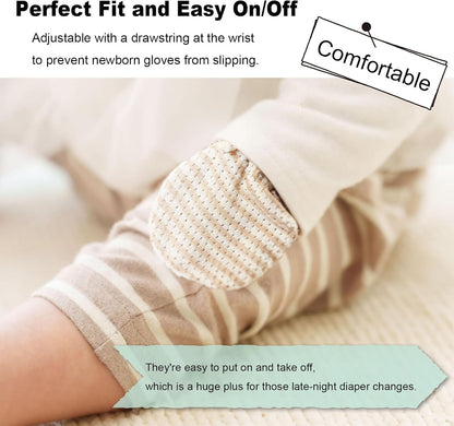 Newborn Mittens No Scratch 100% Organic Cotton 3 Packs Mitts Baby Boy Girl Neutral With String 0-12