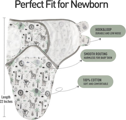 GLLQUEN BABY Organic Swaddle Sleep Sacks for Newborn - Baby Swaddles 0-3 Months, 3-Pack Newborn
