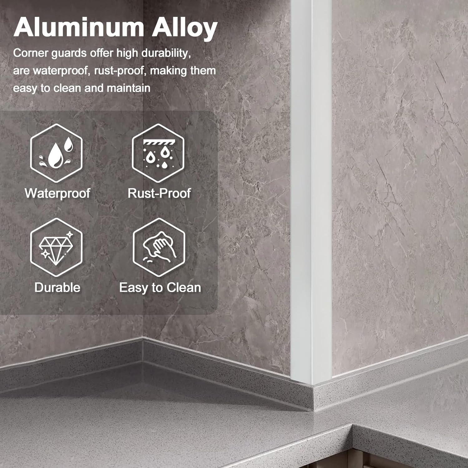 4PCS 45" Aluminum Metal Corner Protectors, Self Adhesive Corner Guards, Metal Wall Edge Protector