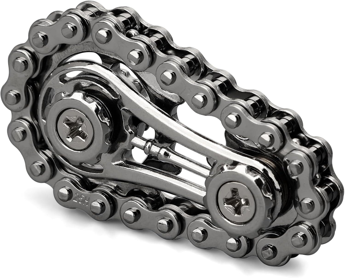 Cool Sprockets Fidget Bike Chain Hand Roller for Anxiety Relief, Assemble Fidget Spinner Ring Toy