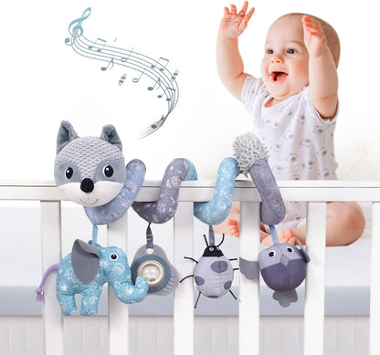 Jollybaby Baby Car Seat Stroller Toys, Plush Activity Hanging Spiral Activity Pram Crib with Music