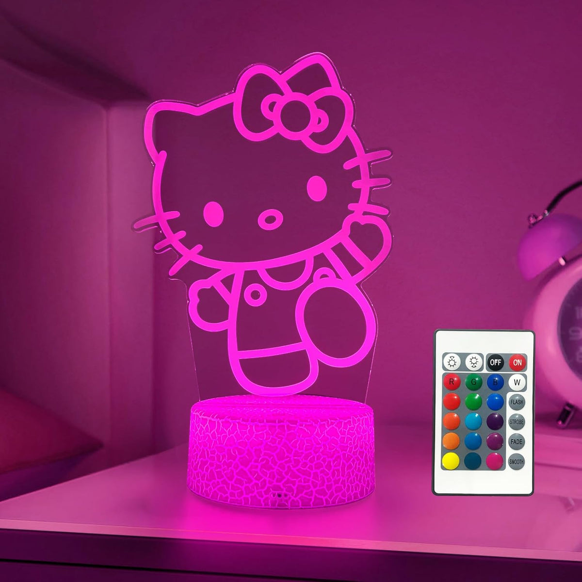 Cat Night Light Cute Night Light - Anime Charater 16 Color Change Decor Kitty Lamp with Remote