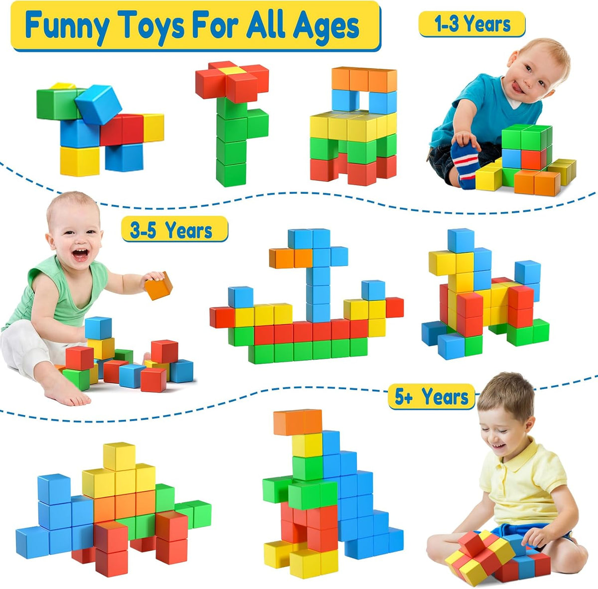 Magnetic Blocks,1.42 inch 32pcs Large Magnetic Building Block for Toddlers 3 4 5 6 7 8 Year Old