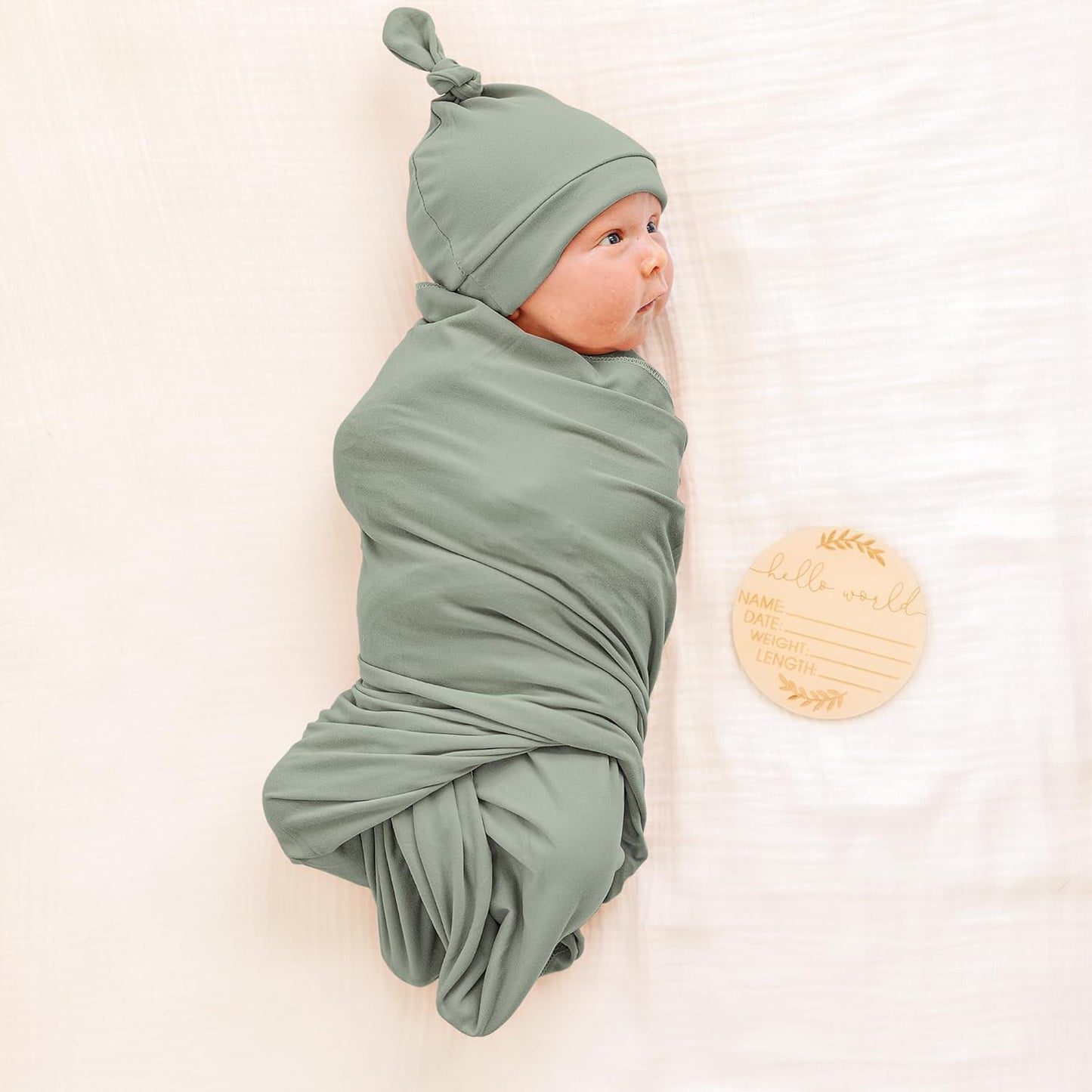 Konssy Baby Girl Newborn Receiving Blanket with Matching Headband and Beanie Set Baby Swaddle