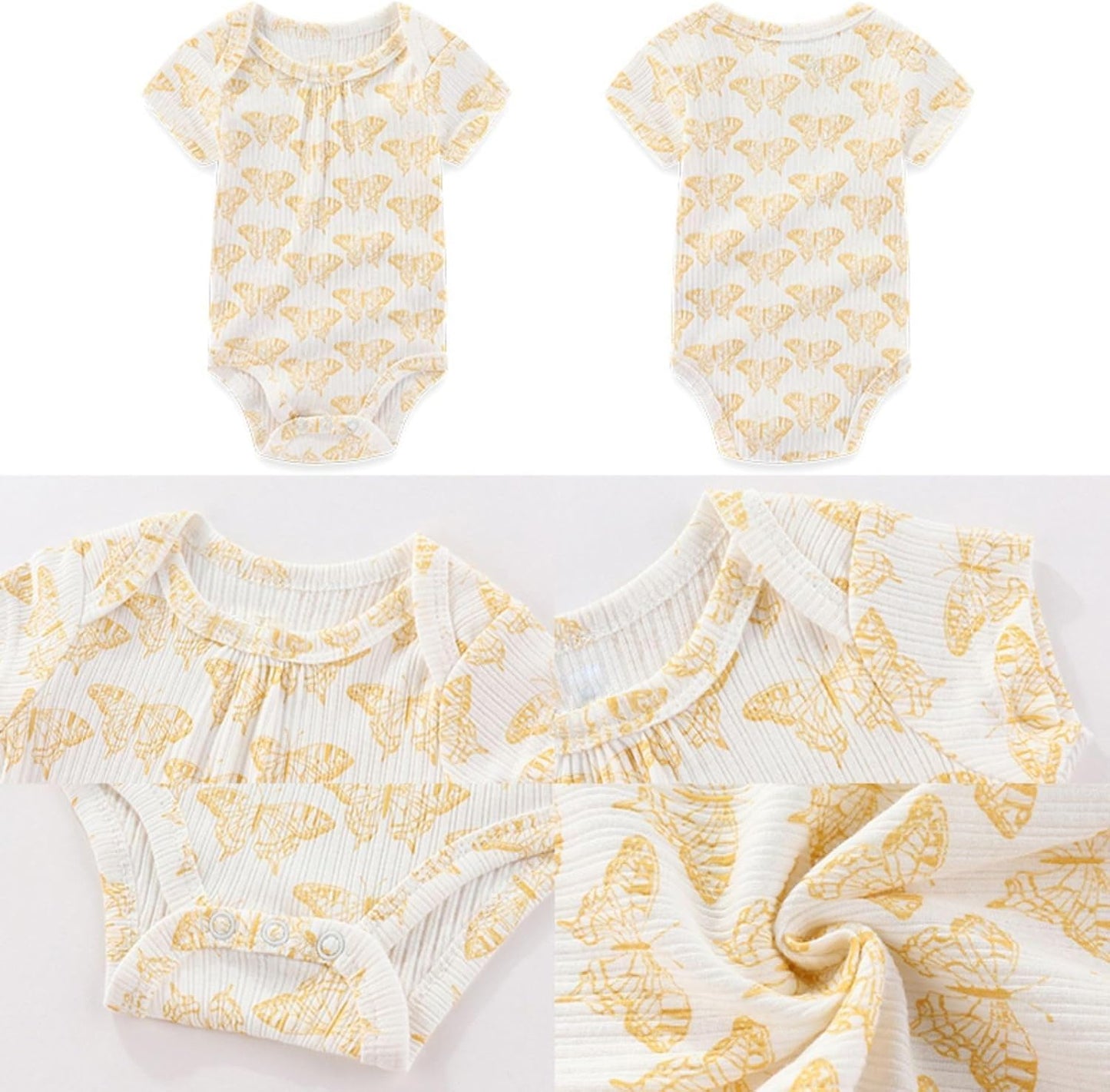 Four Seasons Baby Boy Girl Bodysuits 5-Pack Cotton Comfort Short Sleeve Baby Clothes Soft Infant
