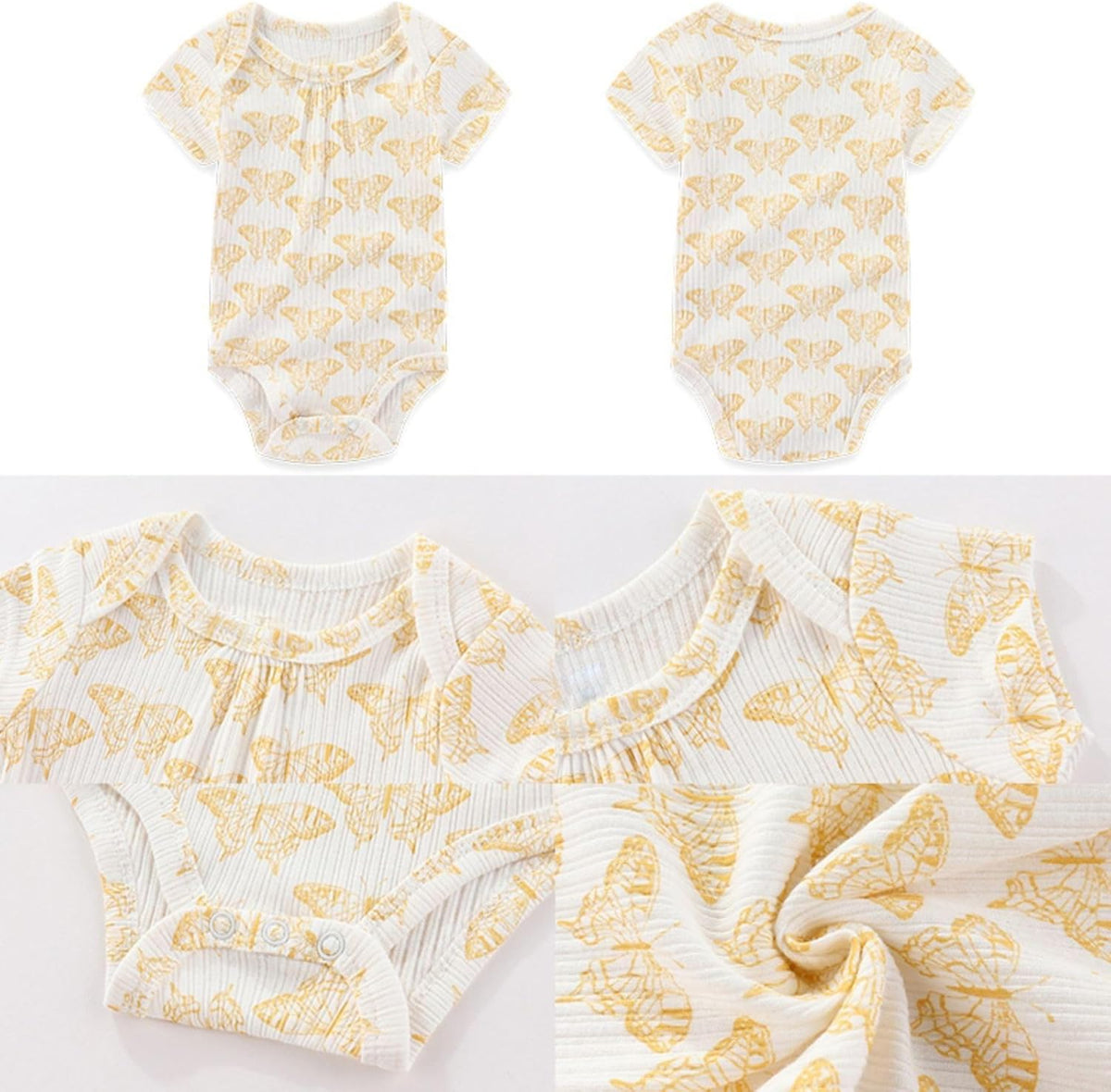 Four Seasons Baby Boy Girl Bodysuits 5-Pack Cotton Comfort Short Sleeve Baby Clothes Soft Infant