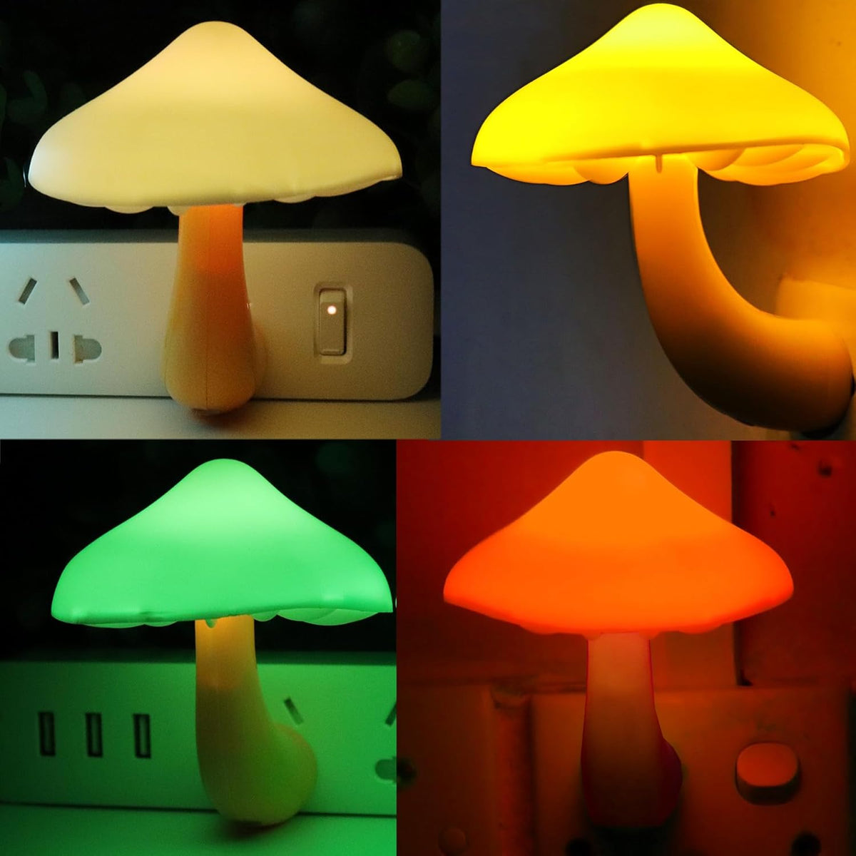 AUSAYE 4 Pack Plug in Night Light, Mushroom Light LED Nightlights for Kids, Adults, Bedroom
