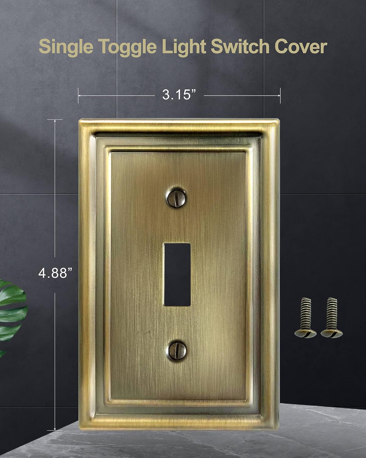 Antique Brass Light Switch Cover, Single Toggle Switch Plate Cover, Durable Metal Wall Plate