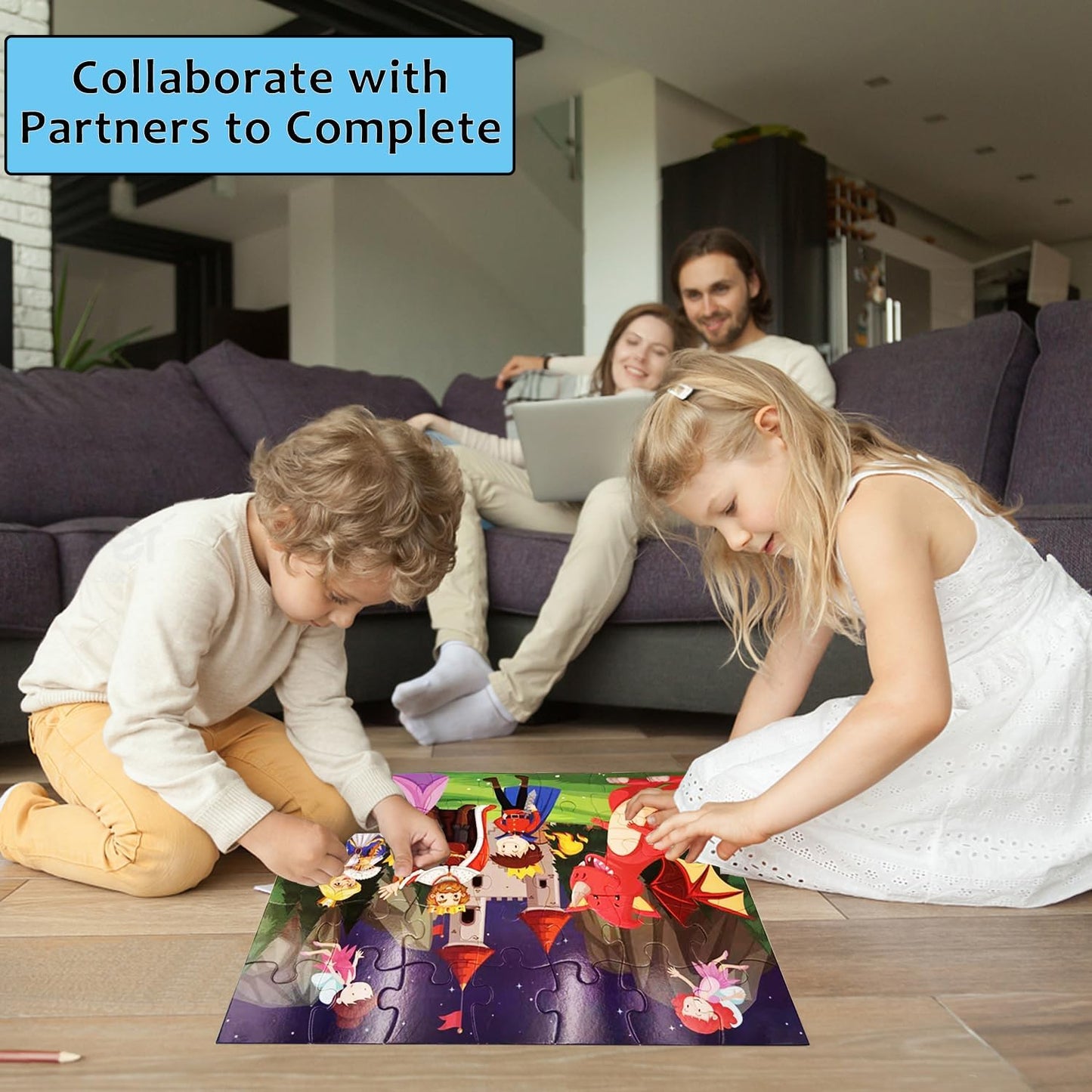 Jumbo Fairy Tales Floor Puzzle for Kids, Large Jigsaw Puzzles 35 Piece for Kids Ages 3-5,Preschool