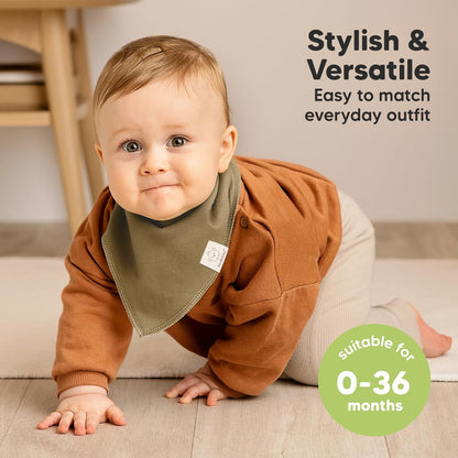 8-Pack Organic Baby Bandana Bibs for Boys, Girls - Super Absorbent Triangle Baby Bibs for Drooling