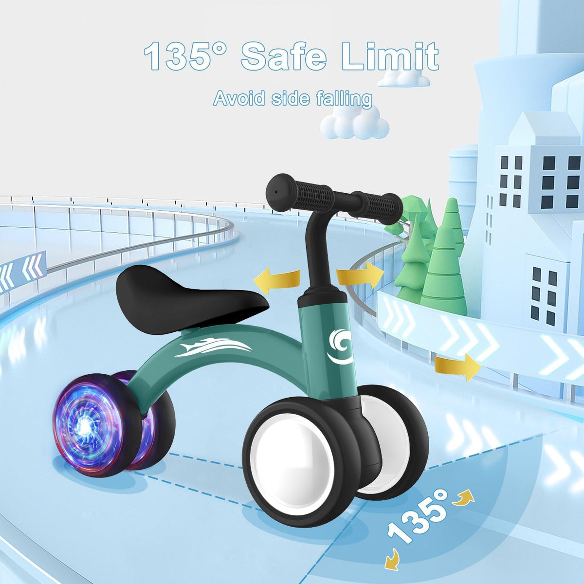 Colorful Lighting Baby Balance Bike Toys for 1 Year Old Boy Girl Gifts, 10-36 Month Toddler Balance