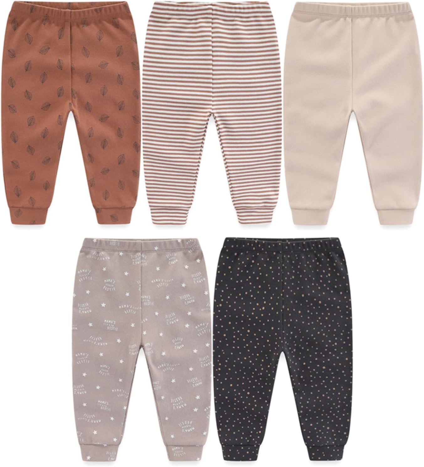 Unisex Baby Boy Girl Pants Sets Cotton Soft Infants Bottoms Casual 5 Pack 0-12 Month Babies'