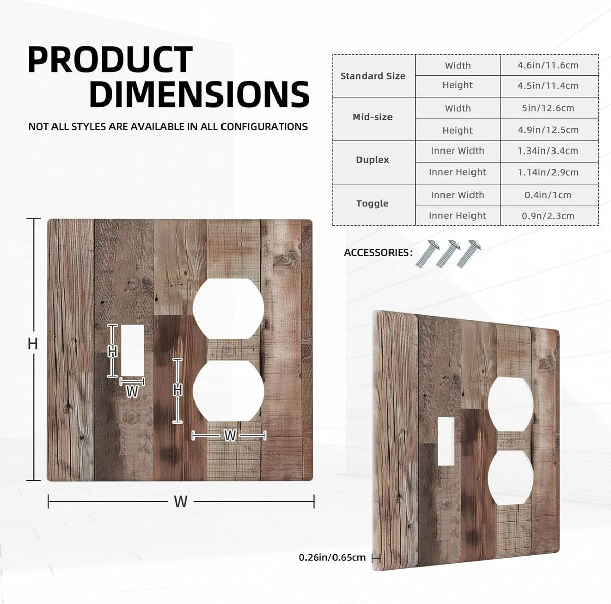 Decorative Outlet Covers Retro Wood Plank Vintaga Wooden Board 2 Gang Wall Plate Cover Single