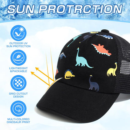 Duoyeree Toddler Baseball Cap Baby Cap Sun hat Print Dinosaur Pattern and Solid Color hat Kids boy