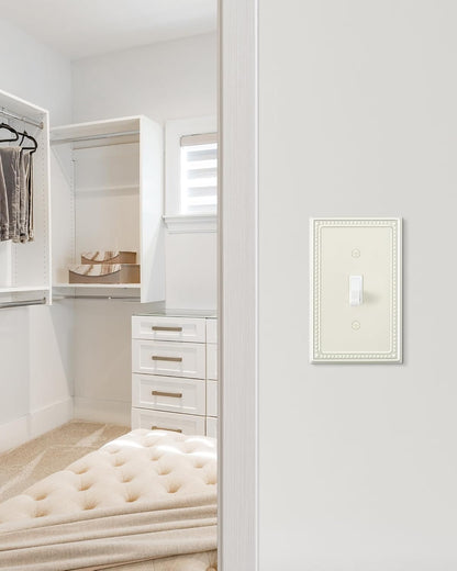 6-Pack Single Toggle Light Switch Cover Plate, Pearls Decorative Switch Plate Covers, Light Almond