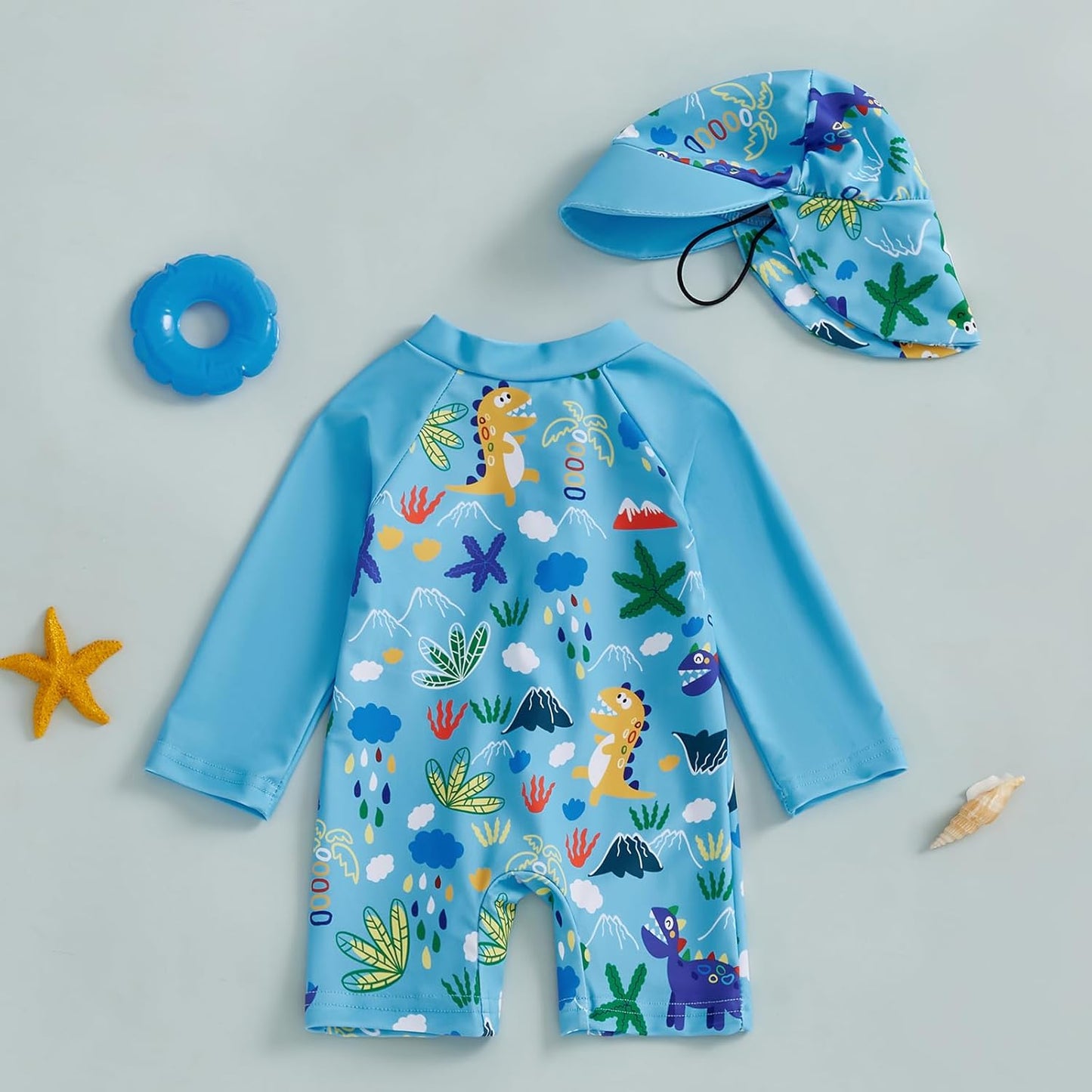 Hnyenmcko Baby/Toddler Boy Rash Guard Swimsuit Long Sleeve One Piece Zipper Swimwear Sunsuit Infant
