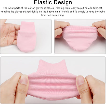 Newborn Baby Mittens No Scratch Cotton Elastic Wrist Gloves Infant Toddler Mittens for Baby Boy