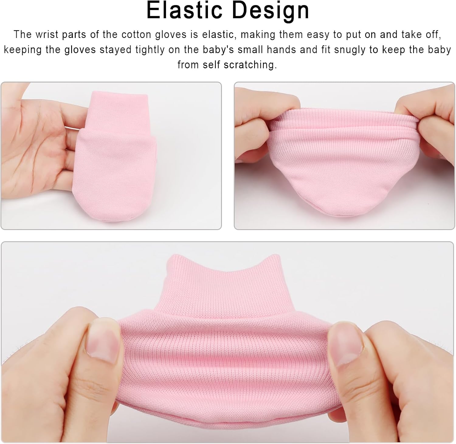 Newborn Baby Mittens No Scratch Cotton Elastic Wrist Gloves Infant Toddler Mittens for Baby Boy