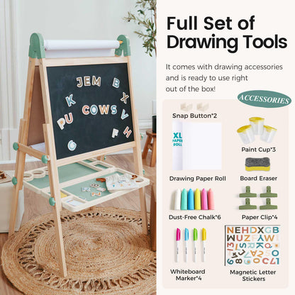 Tiny Land Foldable Wooden Kids Easel with Magnetic Letters & Numbers