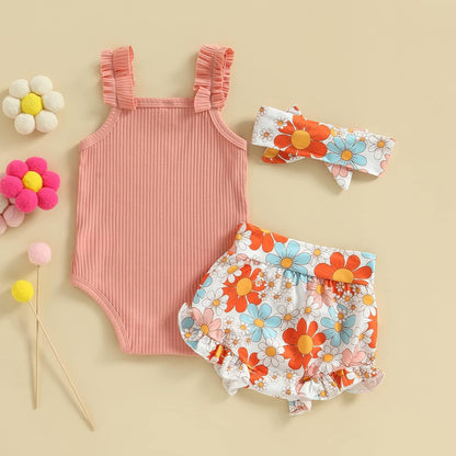 fhutpw Baby Girl Clothes Summer Cute Outfits 3 6 12 18 Months Spaghetti Strap Romper & Floarl
