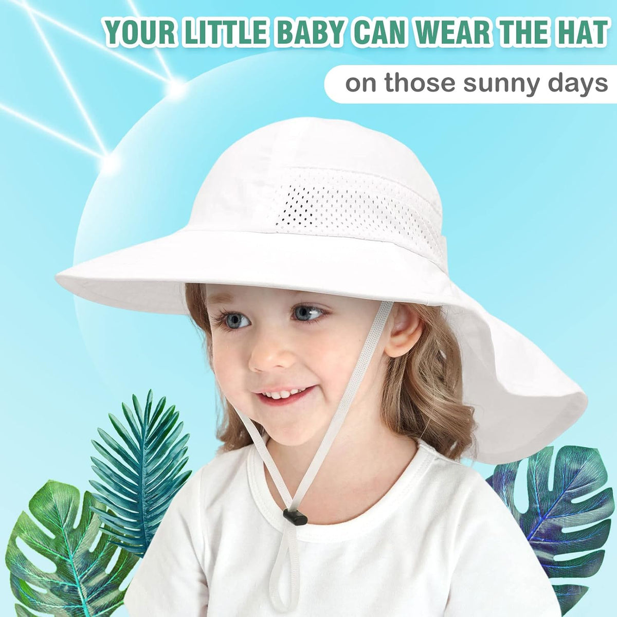XIAOHAWANG Girls Sun Hat Baby Beach Hats Boys UPF 50+ Kids Summer Protection Cap Toddler Breathable