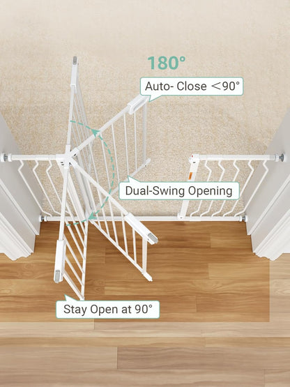 Mom's Choice GROWNSY Baby Gate, 53"-57" Auto-Close Dog Gate for Stairs & Doorways, Pressure-Mounted