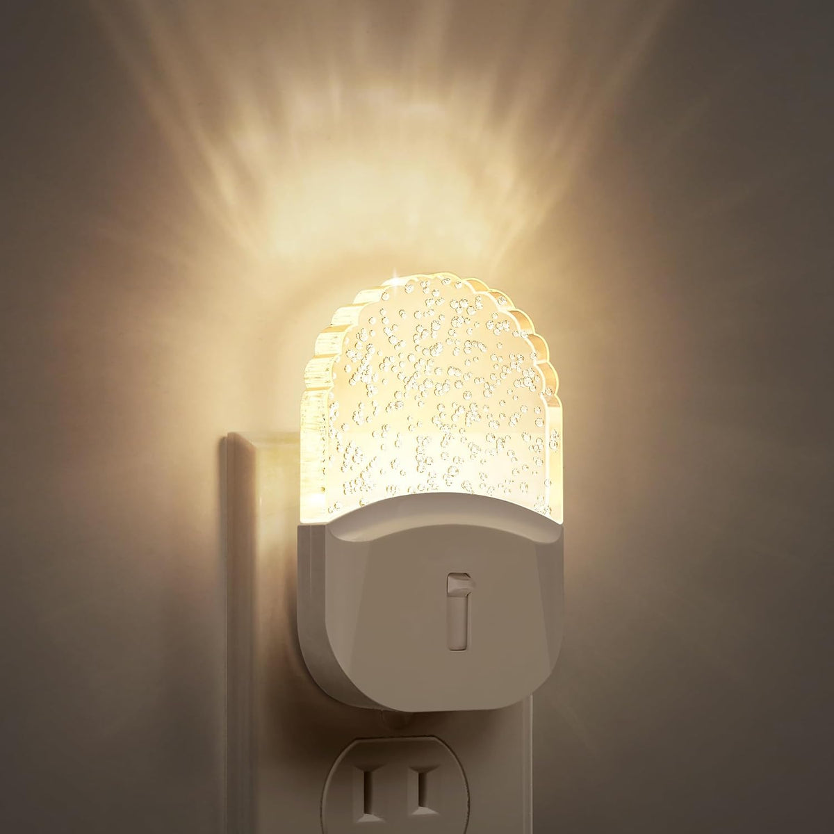 Bubble Night Light Plug in, LED Acrylic Night Light, 2 Pack, Decorative Dimmable Nightlight Dusk to