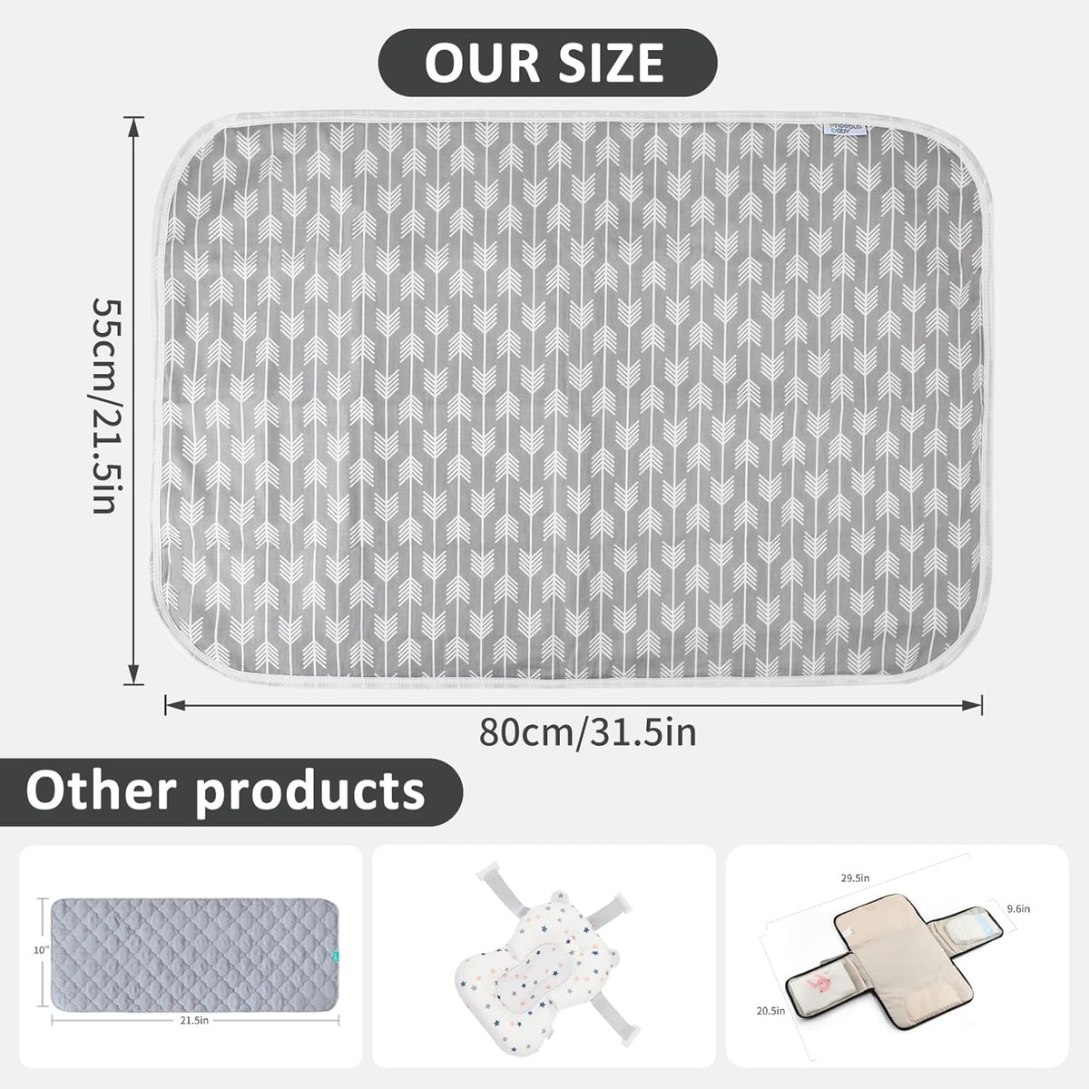 Baby Diaper Changing Pad, 21 5/8" x 31.5" Waterproof Changing Pad Liners - Reusable Soft and
