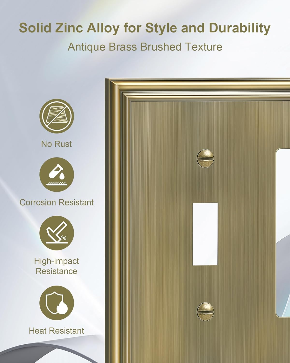 2-Pack Combo Toggle/Decorator Light Switch Cover Plate, Antique Brass Decorative Electrical Outlet