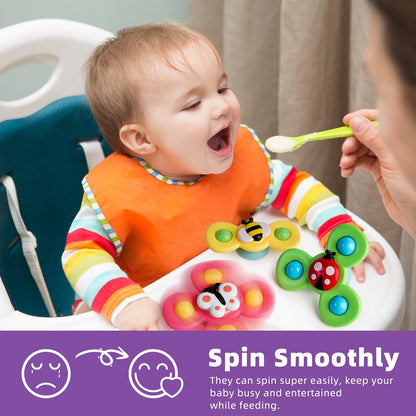 LiKee Strong Suction Cup Fidget Spinnerz Sensory Bath Toys for Baby 12 18 Months Airplane Car