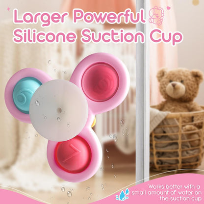 ALASOU 3PCS Pop Suction Cup Spinner Toys for 1 Year Old Boy Girl|Novelty Spinning Tops Toddler Toys