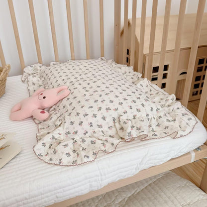 BuLuTu Muslin Cotton Kids Pillowcase Standard Size, 20"x26", Pink Bellflower Print Pillow Covers