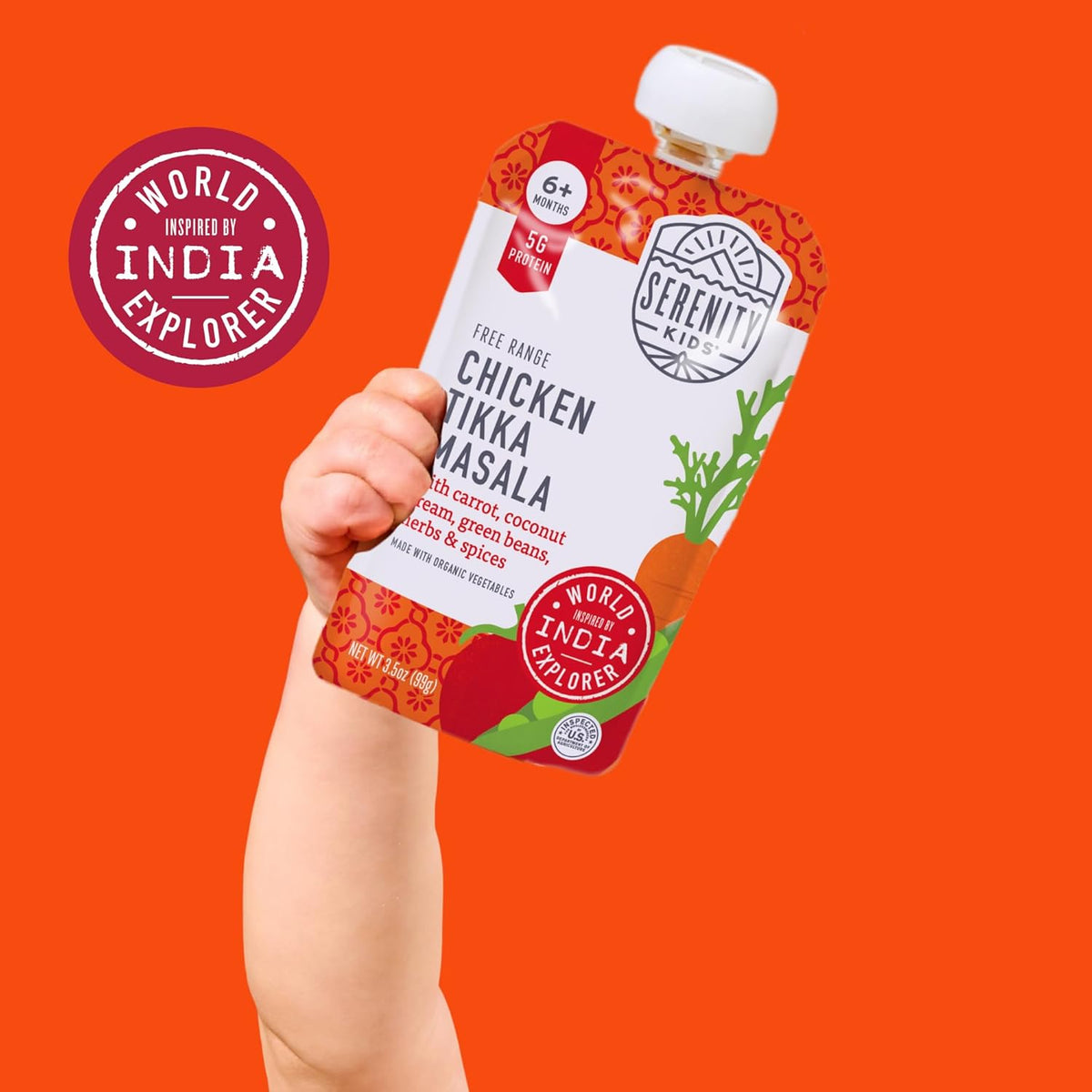 Serenity Kids 7+ Months World Explorers Baby Food Pouches - Puree With Ethically Sourced Meats &