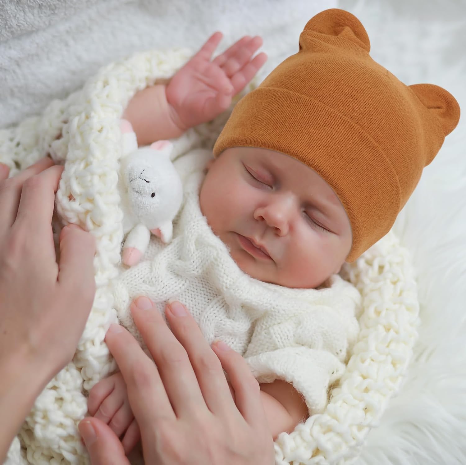 DRESHOW BQUBO 4 Pieces Baby Beanie Newborn Toddler Soft Cute Knit Hat Hospital Hats for Baby Boys