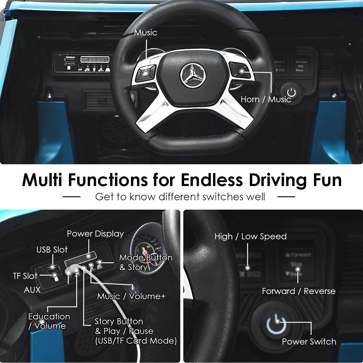 Costzon Ride on Car, Licensed Mercedes-Benz Maybach, 12V Battery Powered Vehicle Toy w/ 2 Motors