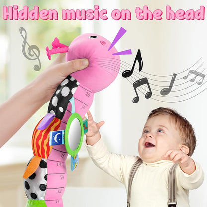 LIGHTDESIRE Baby Toys Musical Caterpillar,Infant Toys Stuffed Animals with Ruler Design,Mirror,Pull