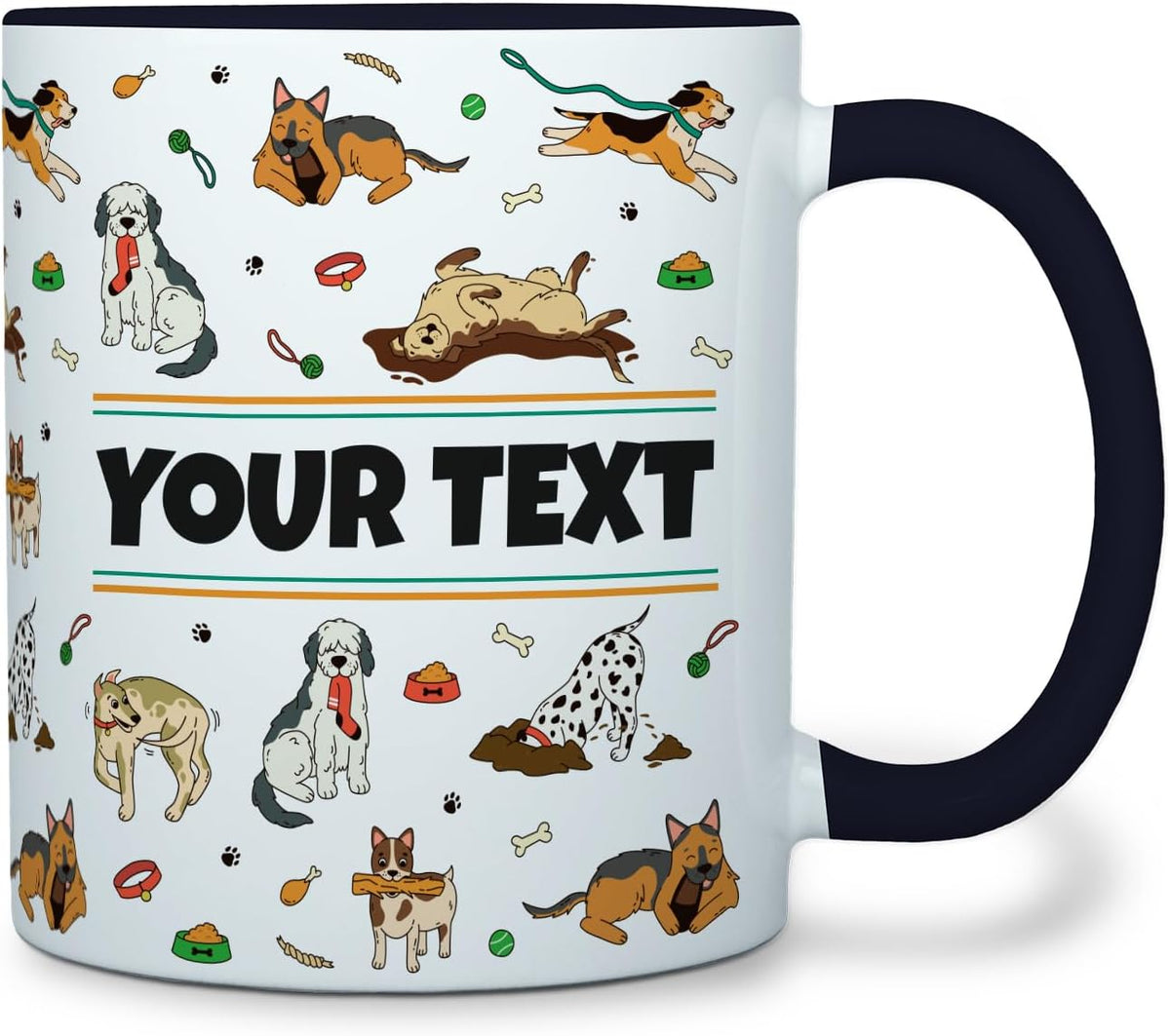 Personalized Mug for Kids - Dogs - Custom Name/Text, Ceramic Hot Chocolate/Cocoa/Coffee Cup for