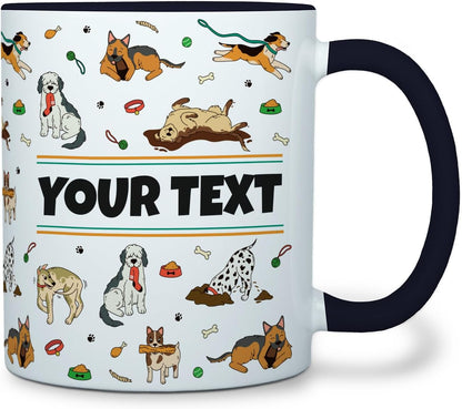Personalized Mug for Kids - Dogs - Custom Name/Text, Ceramic Hot Chocolate/Cocoa/Coffee Cup for