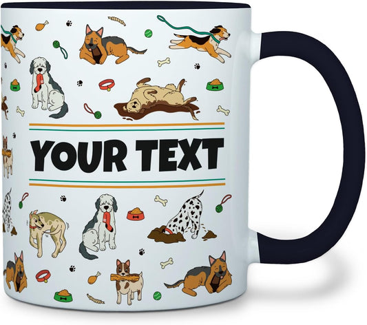 Personalized Mug for Kids - Dogs - Custom Name/Text, Ceramic Hot Chocolate/Cocoa/Coffee Cup for