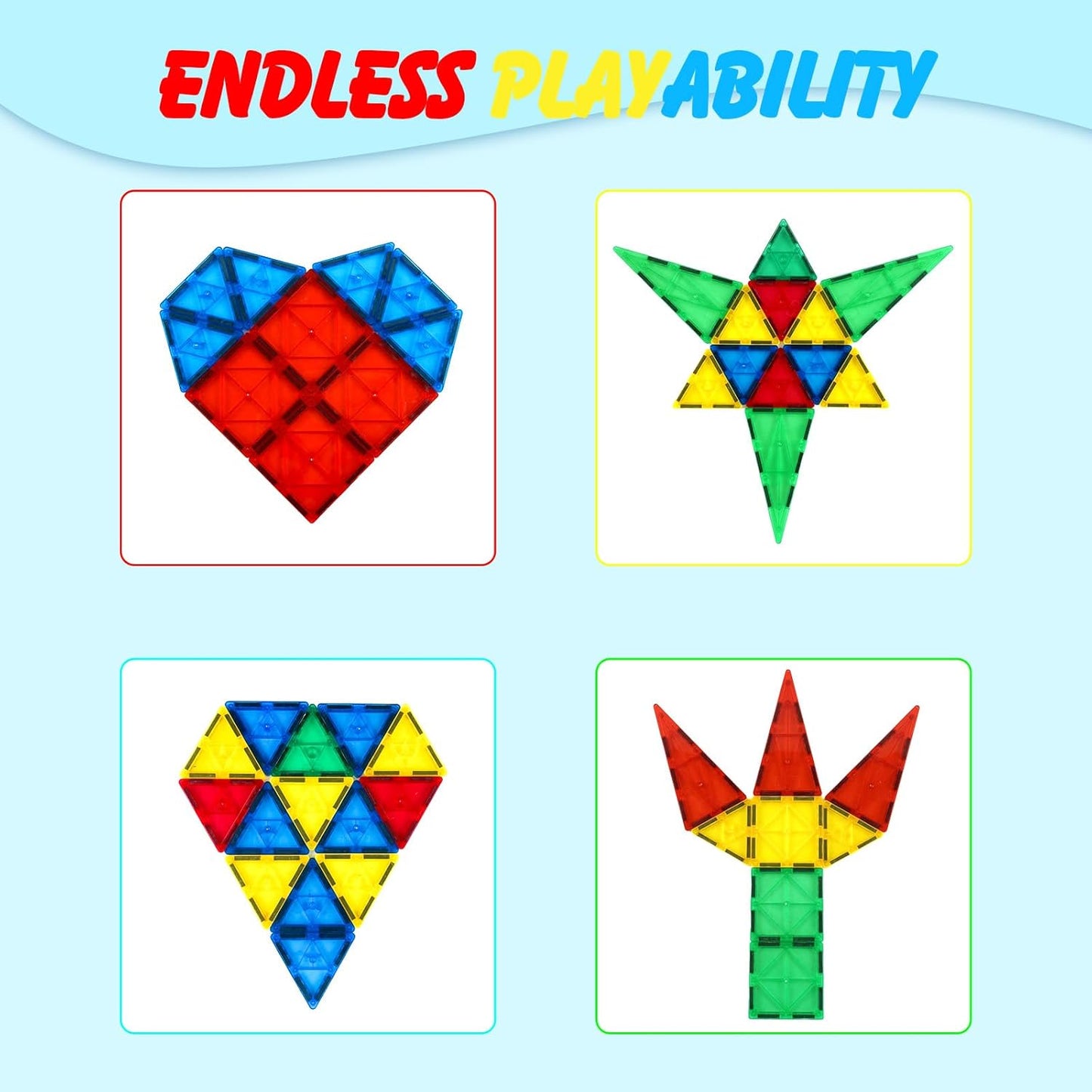 Gemmicc Magnetic Tiles, Magnet Toys Building Blocks for Kids, STEM Approved Educational Toys
