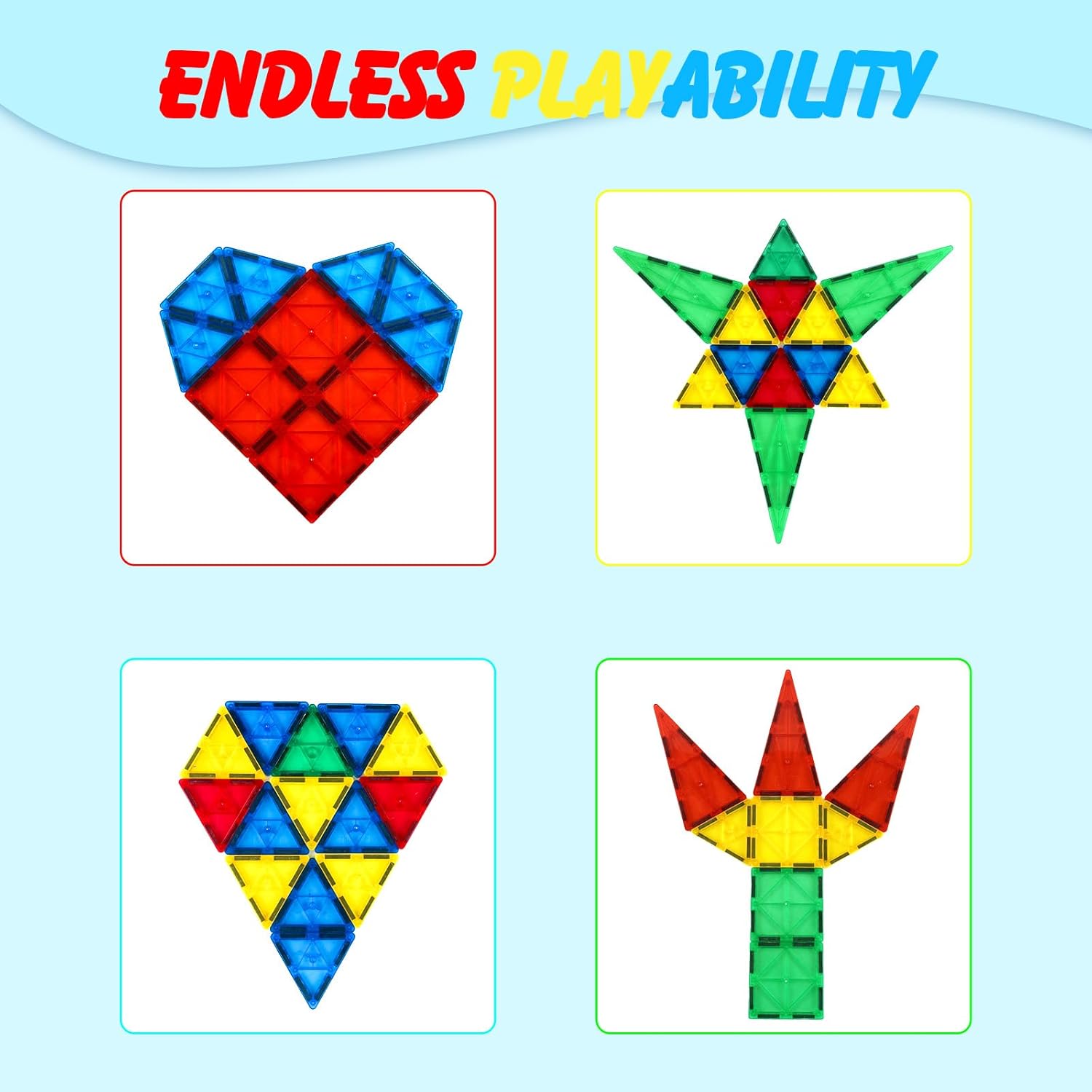 Gemmicc Magnetic Tiles, Magnet Toys Building Blocks for Kids, STEM Approved Educational Toys,Magnet
