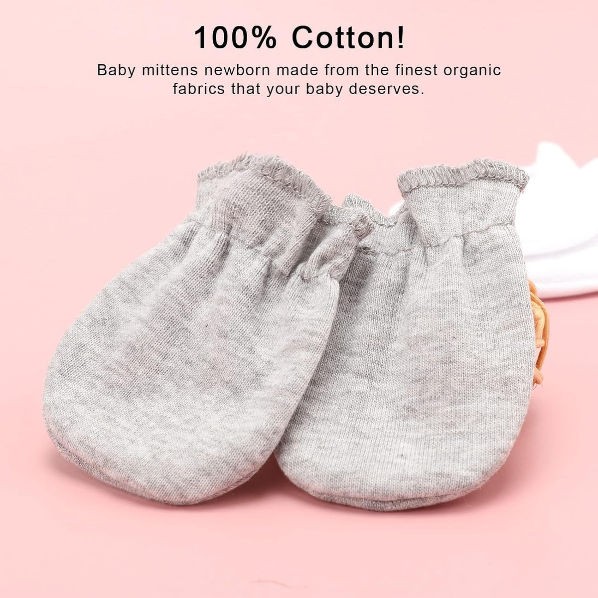 BQUBO Newborn Infant Toddler Mittens No Scratch Cotton Elastic Wrist Gloves Hypoallergenic for 0-6