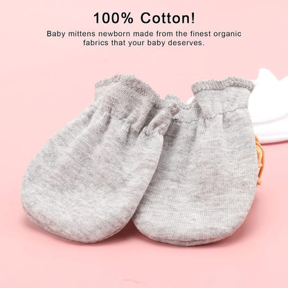 BQUBO Newborn Infant Toddler Mittens No Scratch Cotton Elastic Wrist Gloves Hypoallergenic for 0-6
