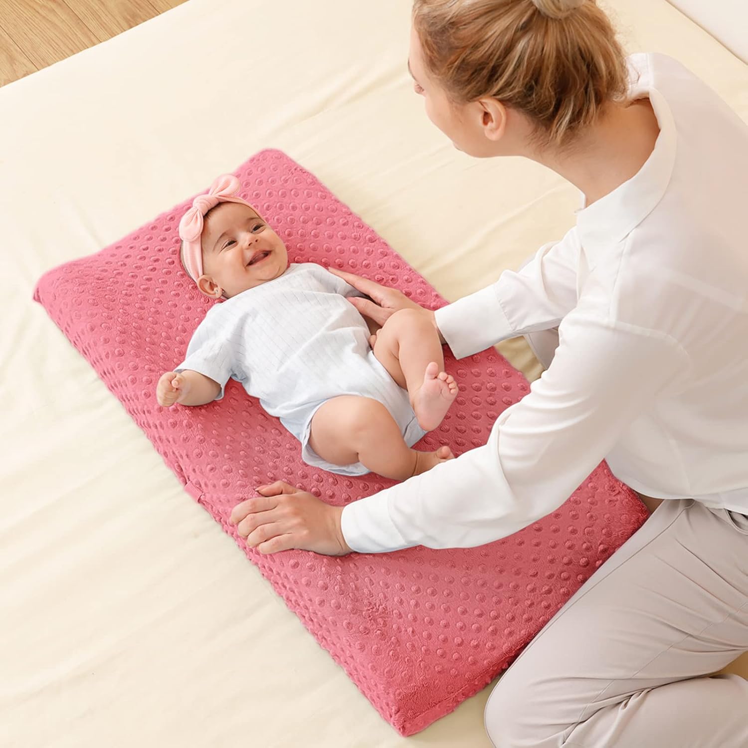 Baby Changing Pad Cover, Super Soft Plush Dot Diaper Changing Table Covers for Baby Girls and Boys